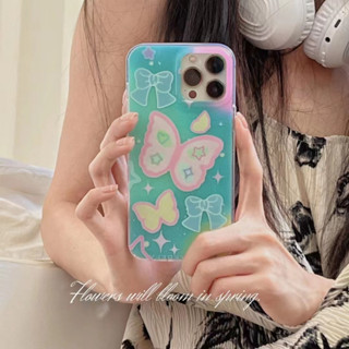 เคสโทรศัพท์มือถือ ลายผีเสื้อ สีฟ้า สําหรับ iPhone 11 12 12pro 12promax 13 13pro 13promax 14 14pro 14promax