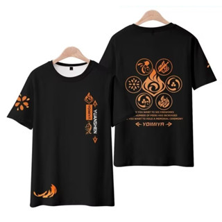 ใหม่ เสื้อยืดแขนสั้นลําลอง พิมพ์ลายอนิเมะญี่ปุ่น Genshin Impact Yoimiya 3D ทรงหลวม สําหรับผู้ชาย และผู้หญิง