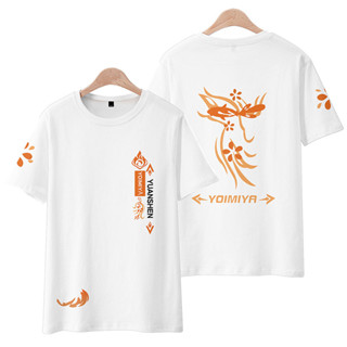 ใหม่ เสื้อยืดแขนสั้นลําลอง พิมพ์ลายอนิเมะญี่ปุ่น Genshin Impact Yoimiya 3D ทรงหลวม สําหรับผู้ชาย และผู้หญิง