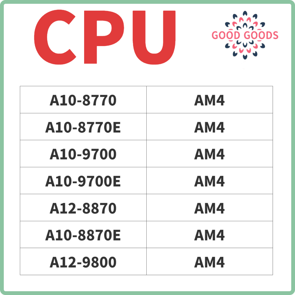 ชิปอินเตอร์เฟซ AMD A10-8770 A10-8770E A10-9700 A10-9700E A12-8870 A10-8870E A12-9800 AM4 95%