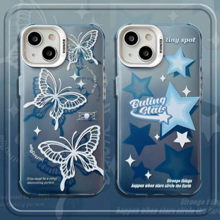 เคสโทรศัพท์มือถือ tpu แบบนิ่ม ลายดาวห้าแฉก สีฟ้า สําหรับ iPhone 14 14promax 14pro 11 12 12PRO 12PROMAX 13 13pro 13promax