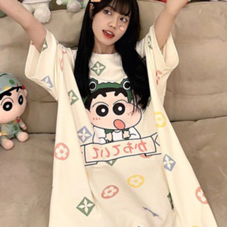 [WUYUE] พร้อมส่ง ขายดี ชุดนอนแขนสั้น ลายการ์ตูนชินจังน่ารัก ขนาดใหญ่ สําหรับผู้หญิง 2023