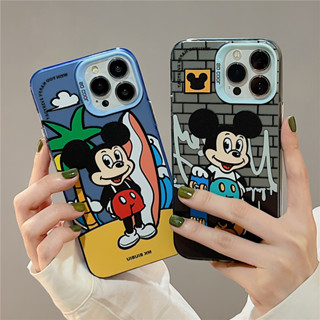 [เคสโทรศัพท์มือถือ กันกระแทก ลายการ์ตูนมิกกี้เมาส์น่ารัก สองด้าน] สําหรับ iPhone14pro 13 12 pro max 11