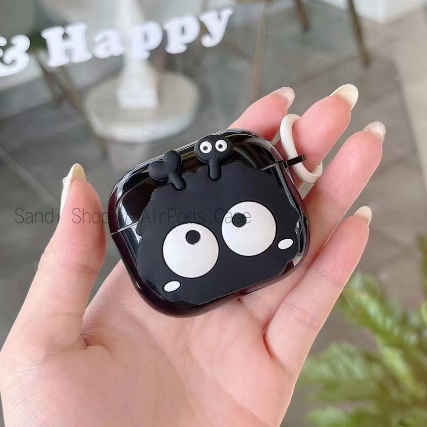 เคส TPU นุ่มลายลูกถ่านหินน่ารัก สําหรับ AirPods 1/2/3/Pro/Pro2/4/4ANC พร้อมตะขอ กันตก