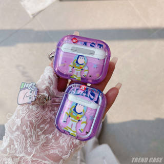 เคสหูฟัง ซิลิโคนนิ่ม กันกระแทก ลายการ์ตูน Buzz Lightyear พร้อมพวงกุญแจ สําหรับ AirPods 1 2 Pro AirPods 3 Air Pods