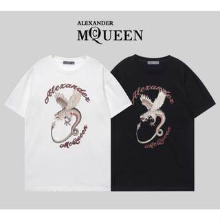 Alexander Mcquee เสื้อยืดแขนสั้น ผ้าฝ้าย พิมพ์ลาย แฟชั่นสําหรับผู้ชาย และผู้หญิง