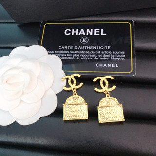 Chanel ต่างหูทองแดง ชุบทอง หรูหรา คุณภาพสูง สําหรับผู้หญิง103205