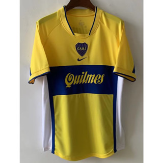 เสื้อกีฬาแขนสั้น ลายทีมชาติฟุตบอล Gopin Retro 2001 Season Boca Juniors สีเหลือง