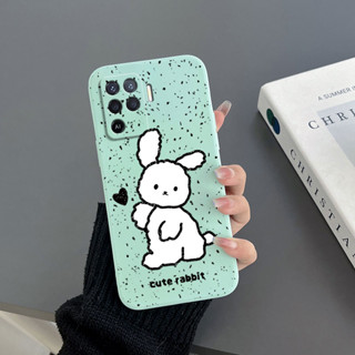 เคสโทรศัพท์มือถือ Tpu แบบนิ่ม พิมพ์ลายการ์ตูนกระต่าย และหัวใจ พร้อมสายคล้อง สําหรับ Oppo A83 A54 4G A94 4G A93 4G A91