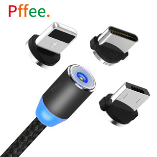 Pffee LED 3in1 2.4A สายชาร์จแม่เหล็ก ชาร์จเร็ว โทรศัพท์ทุกรุ่น สากล