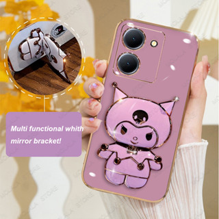 เคสซิลิโคนนิ่ม พร้อมกระจกแต่งหน้า สําหรับ Vivo Y36 Y16 Y35 Y22s Y22 V25E V25 Pro Y02s Y76 5G