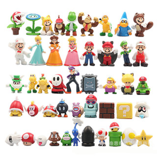 โมเดลฟิกเกอร์ Super Mario Bros Luigi Yoshi Donkey Kong Wario PVC ของเล่นสะสม สําหรับเด็ก ของขวัญวันเกิด 48 ชิ้น