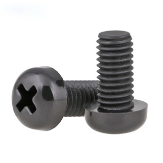 100pcs M2.5 M3 M4 M5  Black Nylon Plastic Screws Insulating Cross Recessed Phillips Pan Round Head Bolt Screw สกรูพลาสติกไนล่อน หัวกลม สีดํา