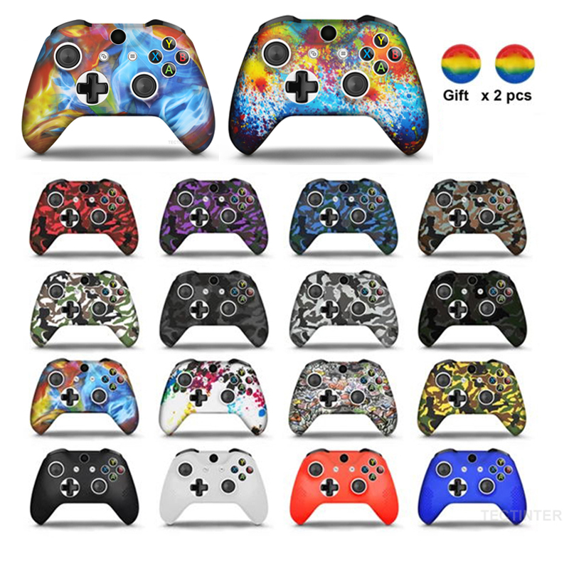 เคสซิลิโคนนิ่ม ป้องกันจอยสติ๊ก สําหรับ XBox One Slim X จอยสติ๊ก เกมแพด พร้อมฝาปิด 2 ชิ้น