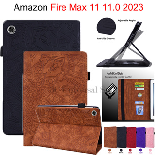 เคสแท็บเล็ตหนัง ฝาพับ กันกระแทก ลายดอกไม้ สําหรับ Amazon Fire Max 11 11.0 2023 Fire Max11 11.0 นิ้ว 2023