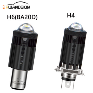 หลอดไฟหน้ารถจักรยานยนต์ สกูตเตอร์ LED 20000Lm Ruiandsion DC 8-24V H4 BA20D H6 สีขาว และสีเหลือง 1 ชิ้น