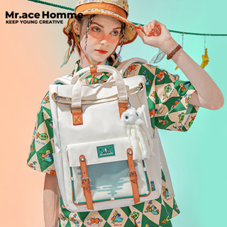 Mr. ace Homme Island Adventure Backpack ผู้หญิง กระเป๋าสะพายหลัง ฉบับเกาหลี ความรู้สึกขั้นสูง ความจุขนาดใหญ่ กระเป๋าไหล่ เด็กผู้ชาย Bag