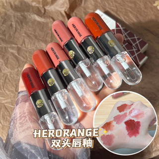 Herorange ลิปสติก ลิปกลอส แบบสองหัว กันน้ํา ติดทนนาน NO.HR513