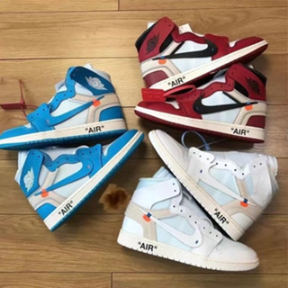 Off-white x Jordan 1 รถจอร์แดนสูง สไตล์เรโทร AQ0818-148-100 AA3834-101