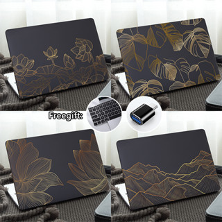 เคสมือถือ ลายเส้นสีทอง สีดํา สําหรับ macbook M2 M1 Air Pro 13 14 15 16 นิ้ว A2681 A2941 A2779 A2780 A2337 A2442 A2485 Pro13 Touch Bar A2289 A1706 A2159 Retina12 13 15 2023