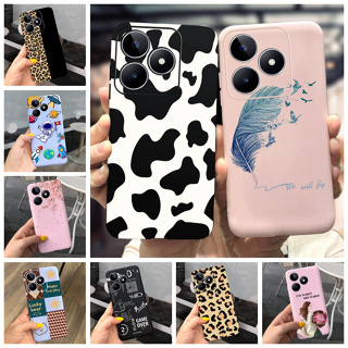 เคสโทรศัพท์มือถือ ซิลิโคนนิ่ม กันกระแทก ลายขนนก วัว แฟชั่น สําหรับ Realme C53 2023 C53 Narzo N53