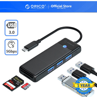 Orico อะแดปเตอร์ฮับ USB 3.0 0.15 ม. 4 พอร์ต SD TF สําหรับแล็ปท็อป Mac OS 10X ด้านบน Linux Android (PAPW)