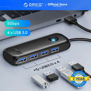 Orico ฮับ USB 3.0 4 พอร์ต แบบพกพา พร้อมไฟแสดงสถานะ สําหรับ Macbook คอมพิวเตอร์ แล็ปท็อป (PDD4A)