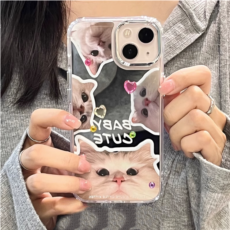 เคสไอโฟน 16/15/14/13/12/11 Pro max cat expression mirror Compatible Case iPhone 11,12,13,14,15,16,11PM,12PM,13PM,14PM,15PM,16PM