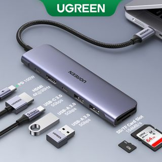 UGREEN 6 in 1 ฮับอะแดปเตอร์อ่านการ์ดความจำ แบบเสียบ USB ประเภท c เป็น hdmi 4k 2 USB 3.0 พลังงาน 100 