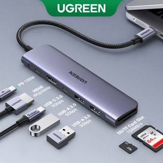 UGREEN 6 in 1 ฮับอะแดปเตอร์อ่านการ์ดความจำ แบบเสียบ USB ประเภท c เป็น hdmi 4k 2 USB 3.0 พลังงาน 100 วัตต์