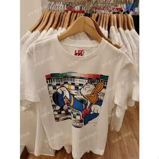 Uniqlo ใหม่ เสื้อยืด ผ้าฝ้าย พิมพ์ลาย สําหรับผู้ชาย และผู้หญิง