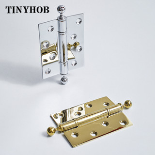 Tinyhob บานพับประตู ทองเหลือง สีเงิน สีทองมันวาว สไตล์ฝรั่งเศส 4 นิ้ว