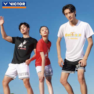 เสื้อยืดแขนสั้น ระบายอากาศได้ดี แบบแห้งเร็ว ลาย Victor Badminton สําหรับผู้ใหญ่ และนักเรียน