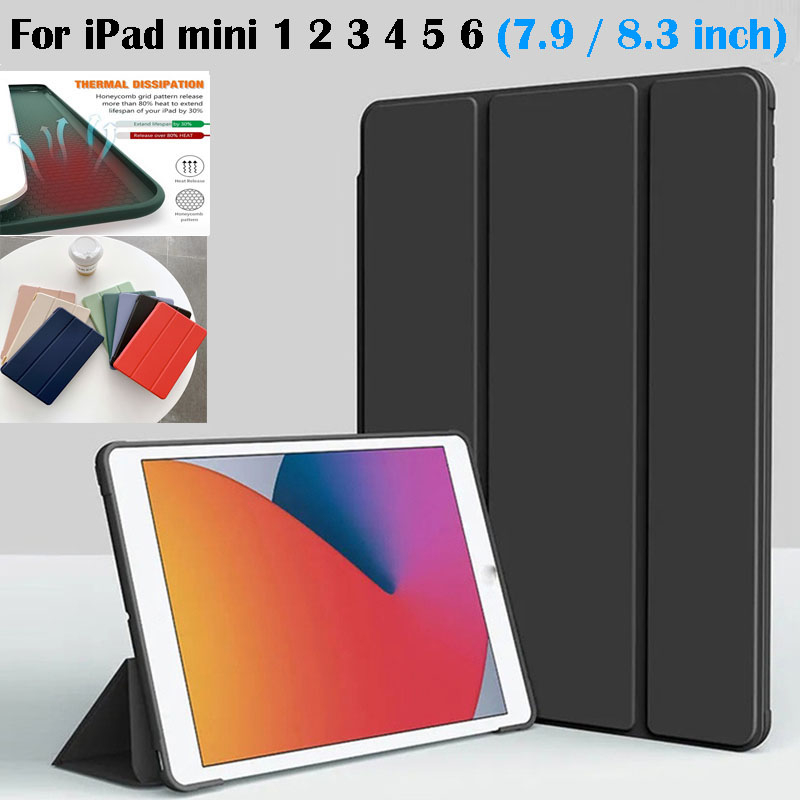 แท็บเล็ตป้องกันกรณีสําหรับ iPad mini 1 2 3 4 5 6 (7.9 / 8.3 นิ้ว) คุณภาพสูง PU หนังขาตั้งฝาครอบ mini6 mini5 mini3 ซิลิโคนอ่อนนุ่มปลอกกันกระแทก
