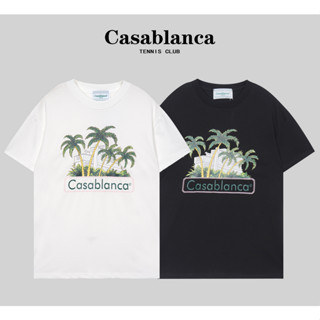 Casablanc เสื้อยืดแขนสั้น ผ้าฝ้าย พิมพ์ลาย แฟชั่นสําหรับผู้ชายและผู้หญิง