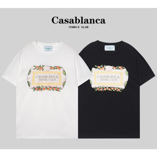 Casablanc เสื้อยืดแขนสั้น ผ้าฝ้าย พิมพ์ลาย แฟชั่นสําหรับผู้ชายและผู้หญิง