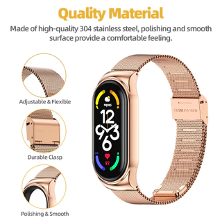 MIJOBS สําหรับสายโลหะ Xiaomi Mi 10 9 / Mi 8 Mi 7/Mi 6 5 สร้อยข้อมือสแตนเลสสําหรับ Mi Band 6 Global Version Watchband สําหรับ Mi Band 5 NFC เปลี่ยนสายรัดข้อมือ