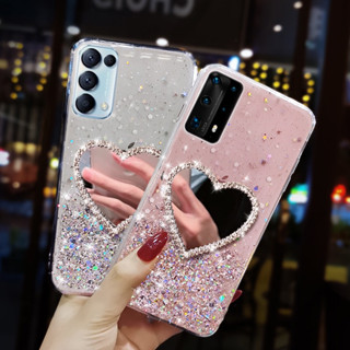เคสโทรศัพท์มือถือแบบนิ่ม ใส แต่งกลิตเตอร์ กระจก เพชร หรูหรา สําหรับ Samsung S23 22 Ultra 21FE A54 53 33 Note 20 10 Plus