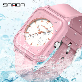 ใหม่ นาฬิกาข้อมือแฟชั่น หรูหรา สีพื้น สําหรับสตรี 2023 Sanda 6127