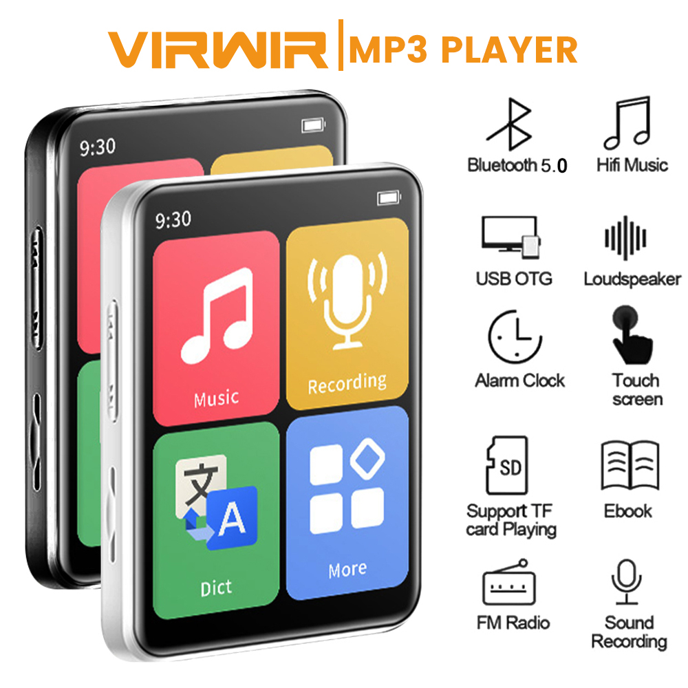เครื่องเล่น MP4 บลูทูธ 5.0 หน้าจอสัมผัส เครื่องเล่นเพลง MP3 แบบพกพา พร้อมลําโพง วิทยุ FM บันทึก E-Book