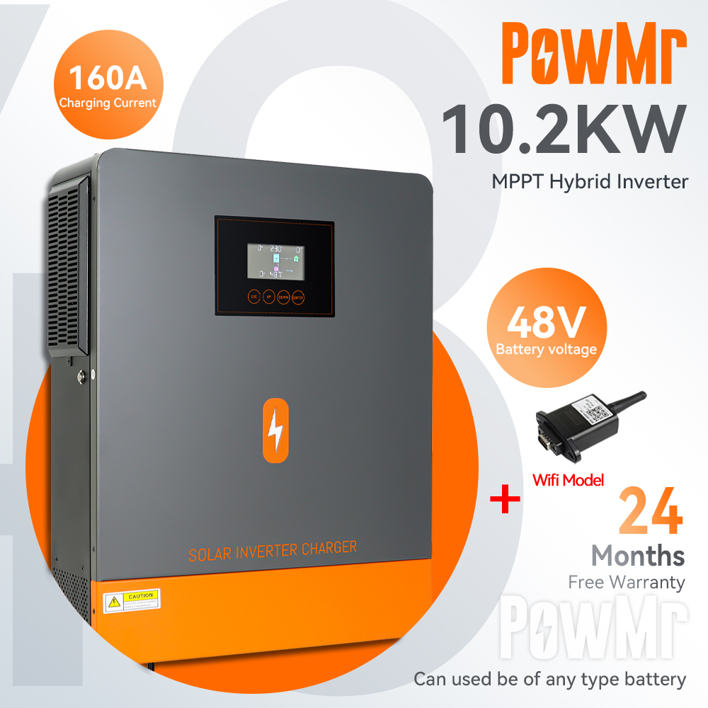 【จัดส่งในพื้นที่】PowMr MPPT 10.2KW อินเวอร์เตอร์พลังงานแสงอาทิตย์ 230Vac ในตัว 160A MAX PV อินพุต 15