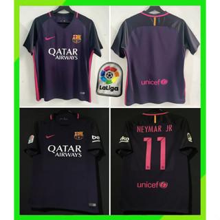 เสื้อกีฬาแขนสั้น ลายทีมชาติฟุตบอล Barcelona ปี 2016 2017 16-17 ชุดเยือน คุณภาพสูง สไตล์เรโทร สําหรับผู้ชาย