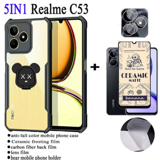 5in1 Realme C53 ฟิล์มกระจกนิรภัยเซรามิค แบบใส นิ่ม กันกระแทก และฟิล์มเลนส์กล้อง หรูหรา สําหรับ Realme C55 C35 C33 C30 C30s C25 C25Y C21Y C21