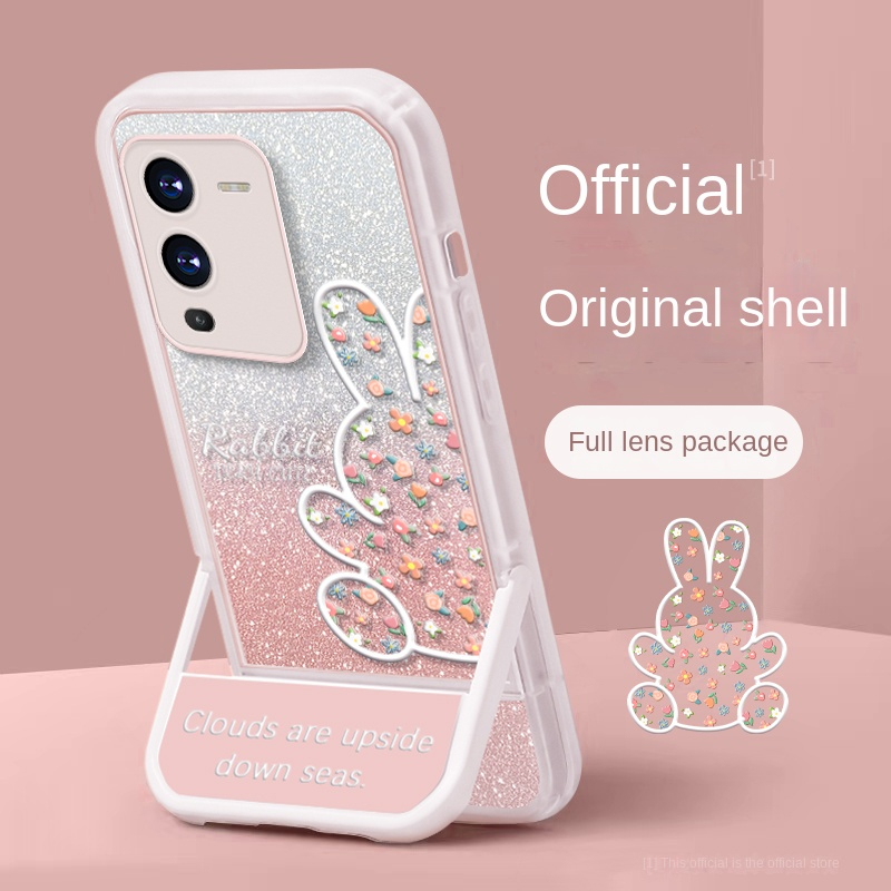 เคสโทรศัพท์มือถือ ลายกระต่าย แต่งกลิตเตอร์ พร้อมที่ตั้งวาง สําหรับ vivo S1 S1 PRO V15 V23E V23 V23PRO T1PRO V25PRO