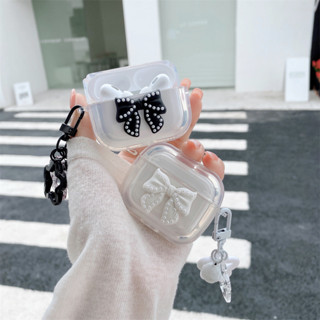 เคสหูฟังไร้สาย ประดับโบว์ ไข่มุก สําหรับ iphone AirPods Pro AirPods 1 2 3