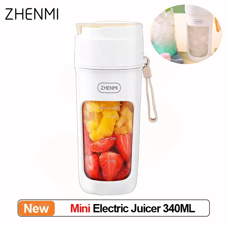 Zhenmi เครื่องคั้นน้ําผลไม้ น้ําผลไม้ แบบไฟฟ้า ขนาดเล็ก ไร้สาย แบบพกพา สีส้ม