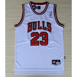 เสื้อกีฬาบาสเก็ตบอล ปักลาย Chicago BULLS 23 Michael BULLS สีขาว สไตล์เรโทร สําหรับผู้ชาย