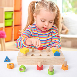 Montessori บล็อกสกรู - เกมจับคู่ หลายสี ความจํา คลาสสิก เด็กวัยหัดเดิน และทักษะประสาทสัมผัส ของเล่นพัฒนาการ