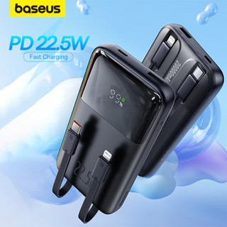 Baseus พาวเวอร์แบงค์ 22.5W 20000mAh 10000mAh พร้อมสายเคเบิลในตัว และแบตเตอรี่สํารอง พร้อมสายเคเบิลหน้าจอดิจิทัล C-type IP PD SCP fcp QC AFC PE+