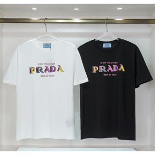 เสื้อยืดแขนสั้น ผ้าฝ้าย พิมพ์ลาย Prad แฟชั่นสําหรับผู้ชาย และผู้หญิง